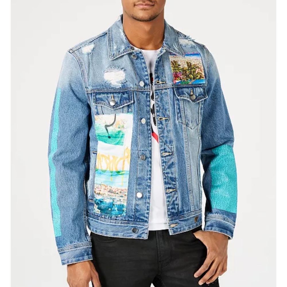 Guess Blue Denim Jacket with Graphics